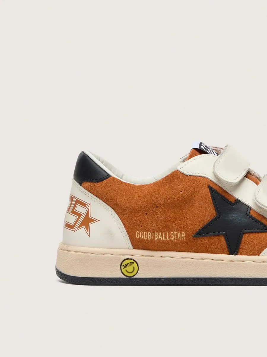 Ball Star junior in suede mattone e pelle crema con stella in pelle nera