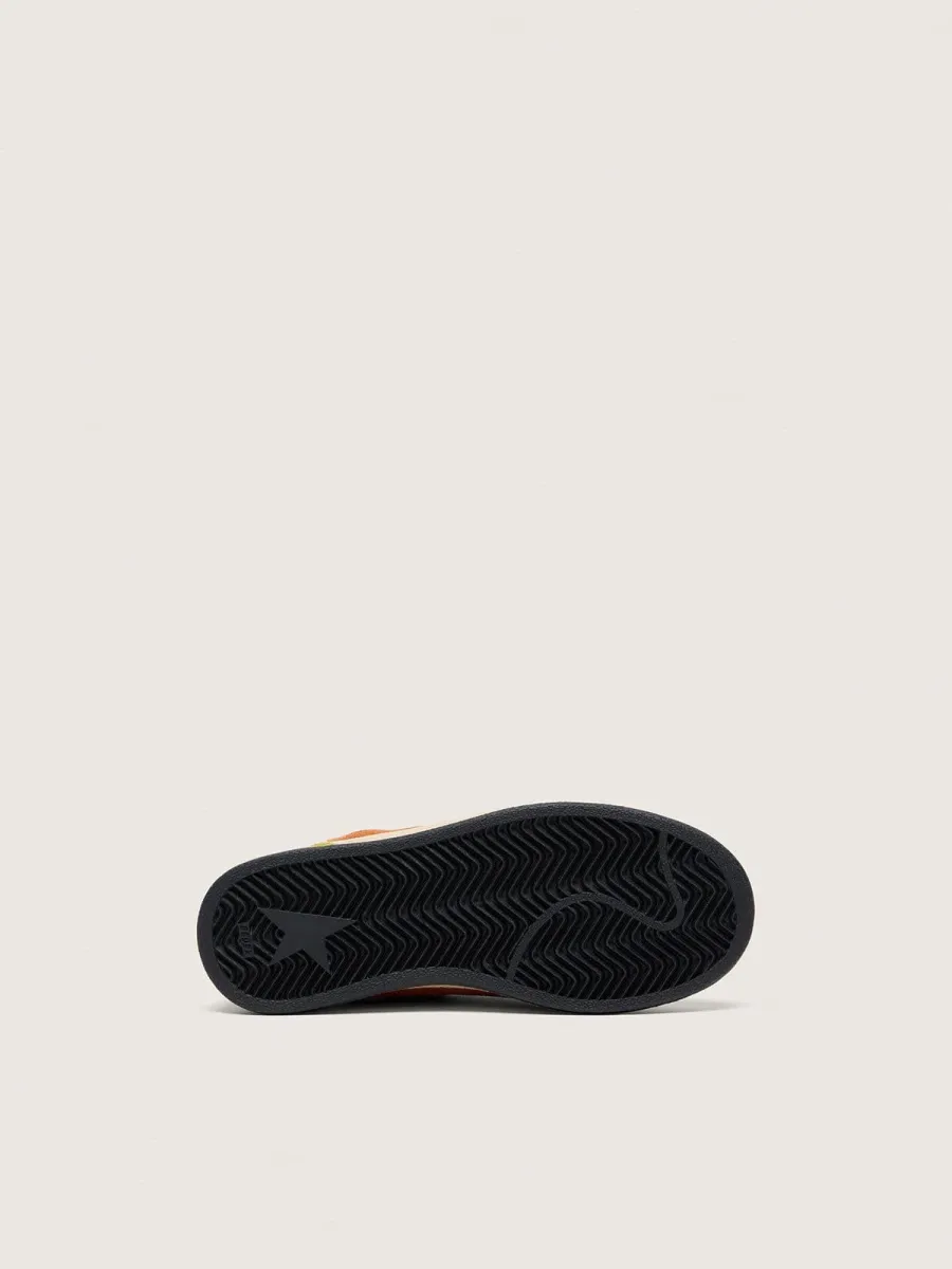 Ball Star junior in suede mattone e pelle crema con stella in pelle nera