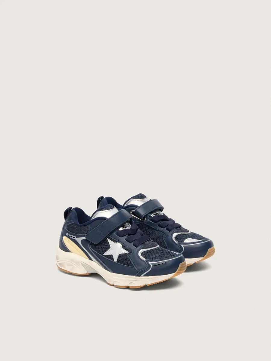 Lightstar Junior in pelle e mesh blu e stella in pelle grigia