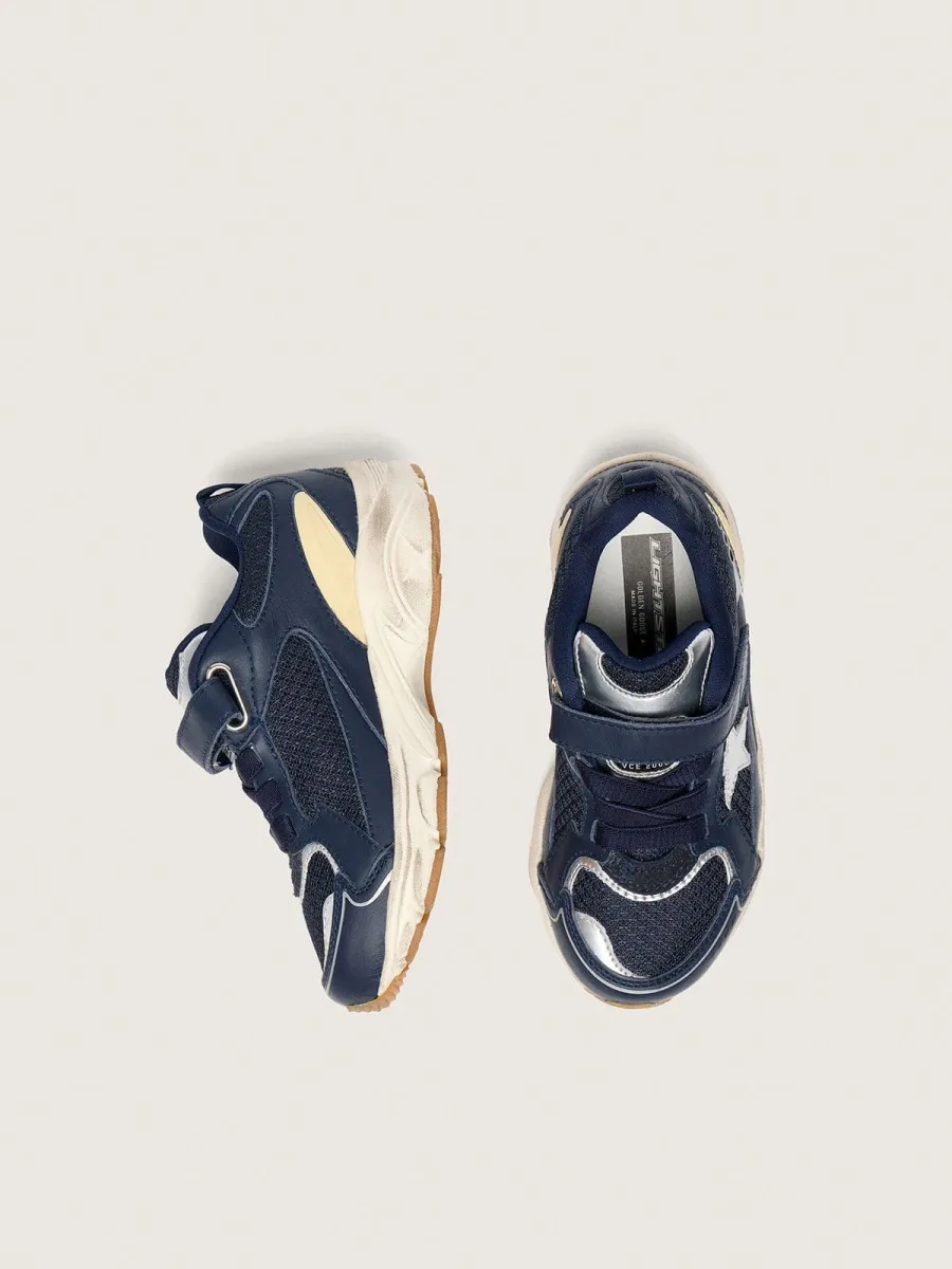 Lightstar Junior in pelle e mesh blu e stella in pelle grigia
