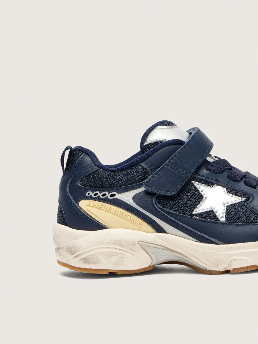 Lightstar Junior in pelle e mesh blu e stella in pelle grigia