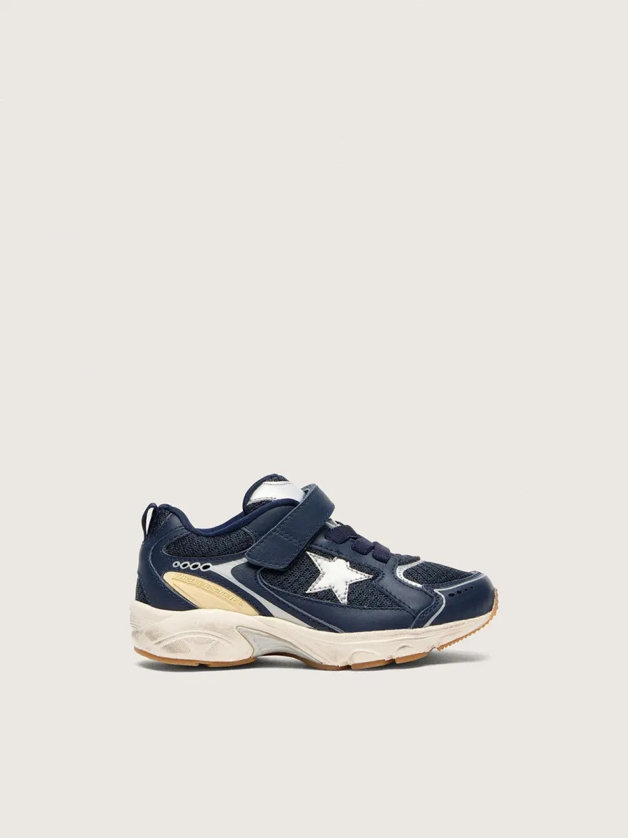 Lightstar Junior in pelle e mesh blu e stella in pelle grigia