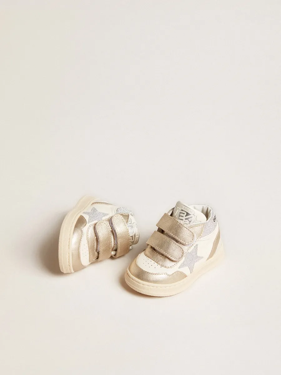 June Junior in nappa e inserti in pelle laminata con stella in glitter