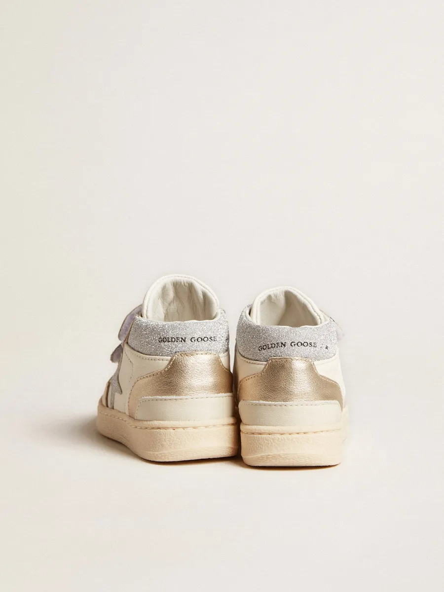June Junior in nappa e inserti in pelle laminata con stella in glitter
