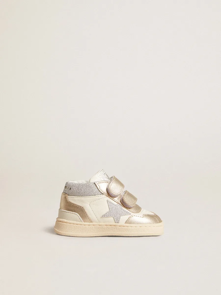 June Junior in nappa e inserti in pelle laminata con stella in glitter