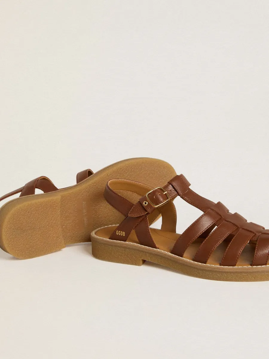 Sandali Maxime Junior in pelle color marrone