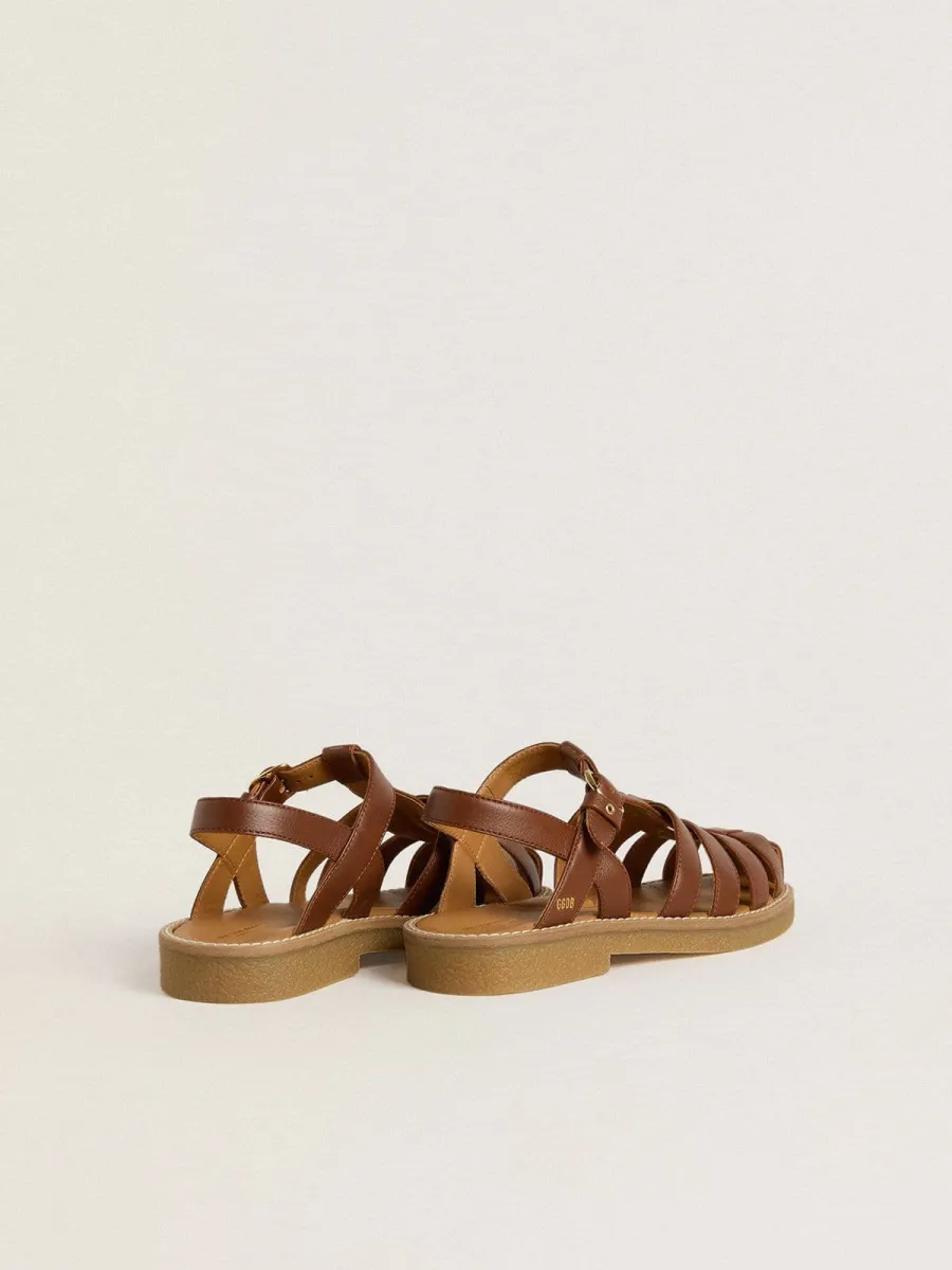 Sandali Maxime Junior in pelle color marrone