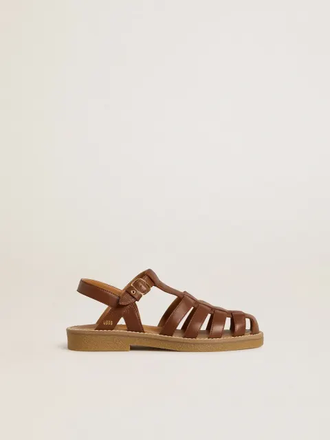 Sandali Maxime Junior in pelle color marrone
