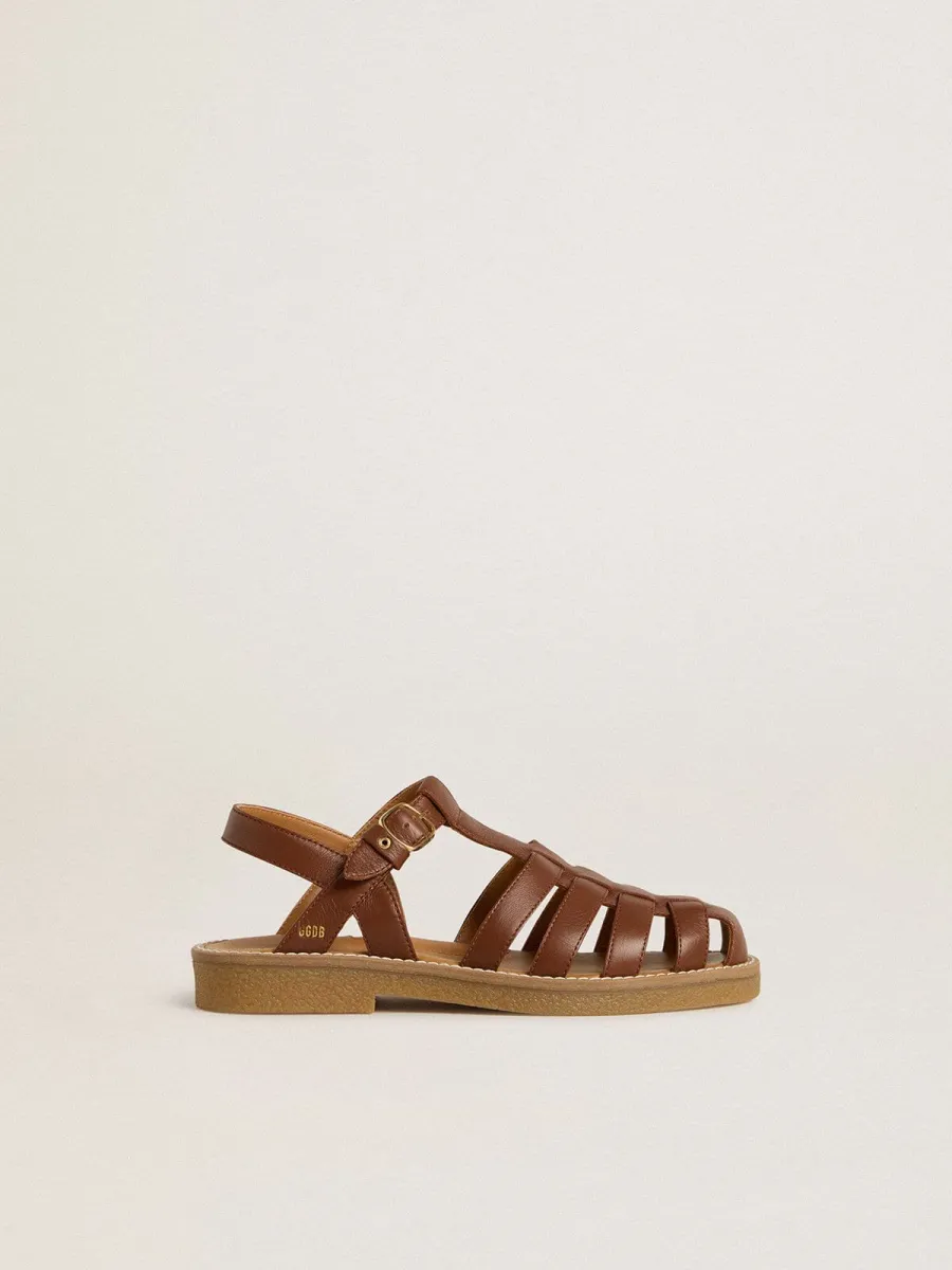 Sandali Maxime Junior in pelle color marrone
