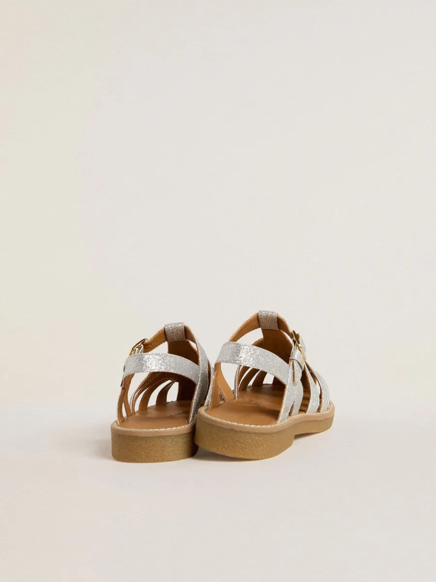 Sandali Maxime Junior in micro glitter argento