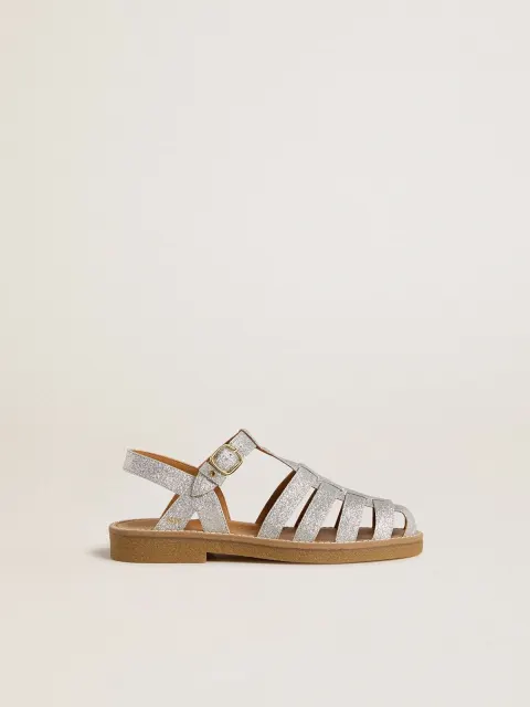 Sandali Maxime Junior in micro glitter argento
