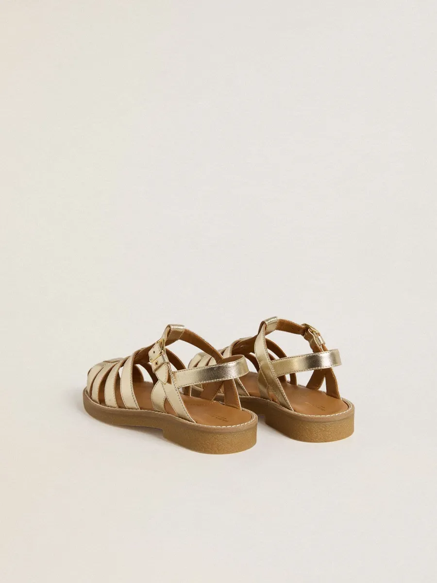 Sandali Maxime Junior in pelle laminata dorata