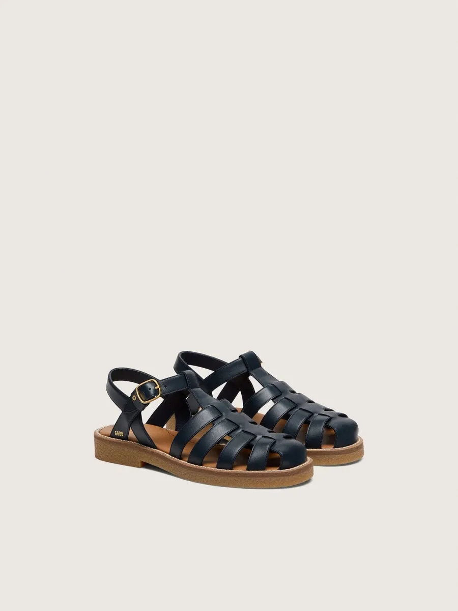 Sandali Maxime Junior in pelle color blu navy