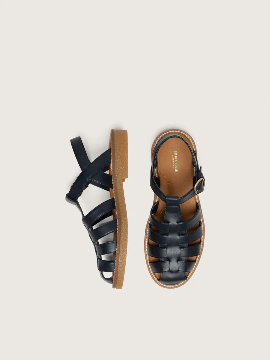 Sandali Maxime Junior in pelle color blu navy
