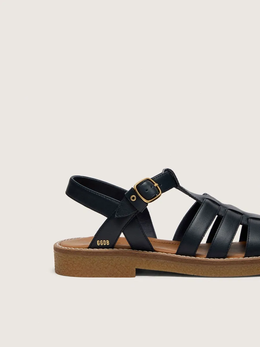 Sandali Maxime Junior in pelle color blu navy