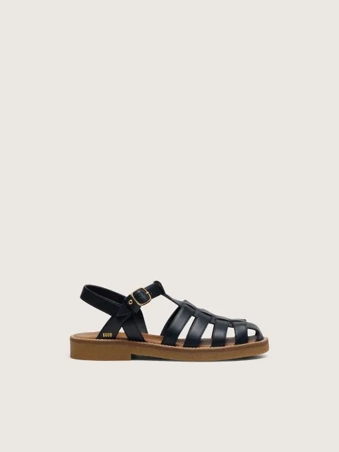 Sandali Maxime Junior in pelle color blu navy