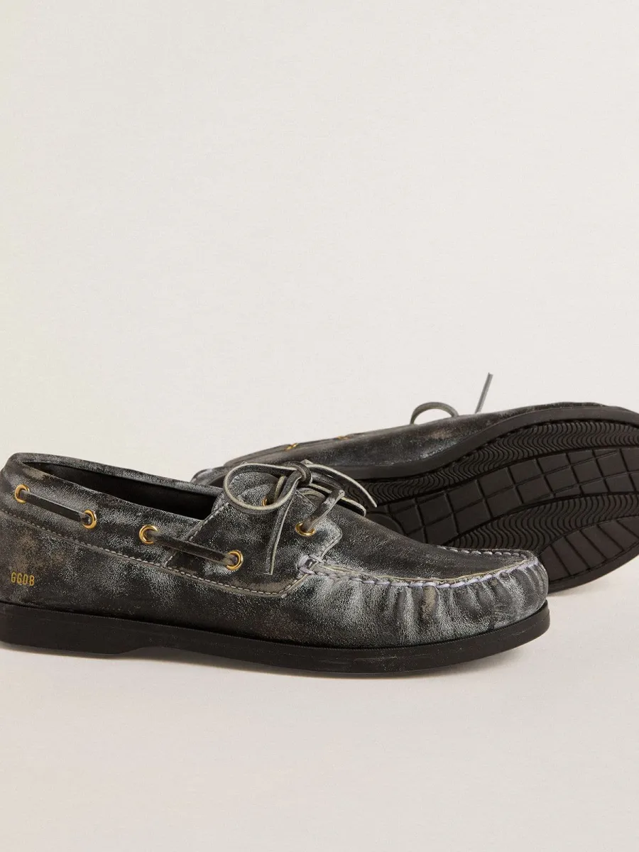 Mocassino Cruise Junior in pelle distressed nera