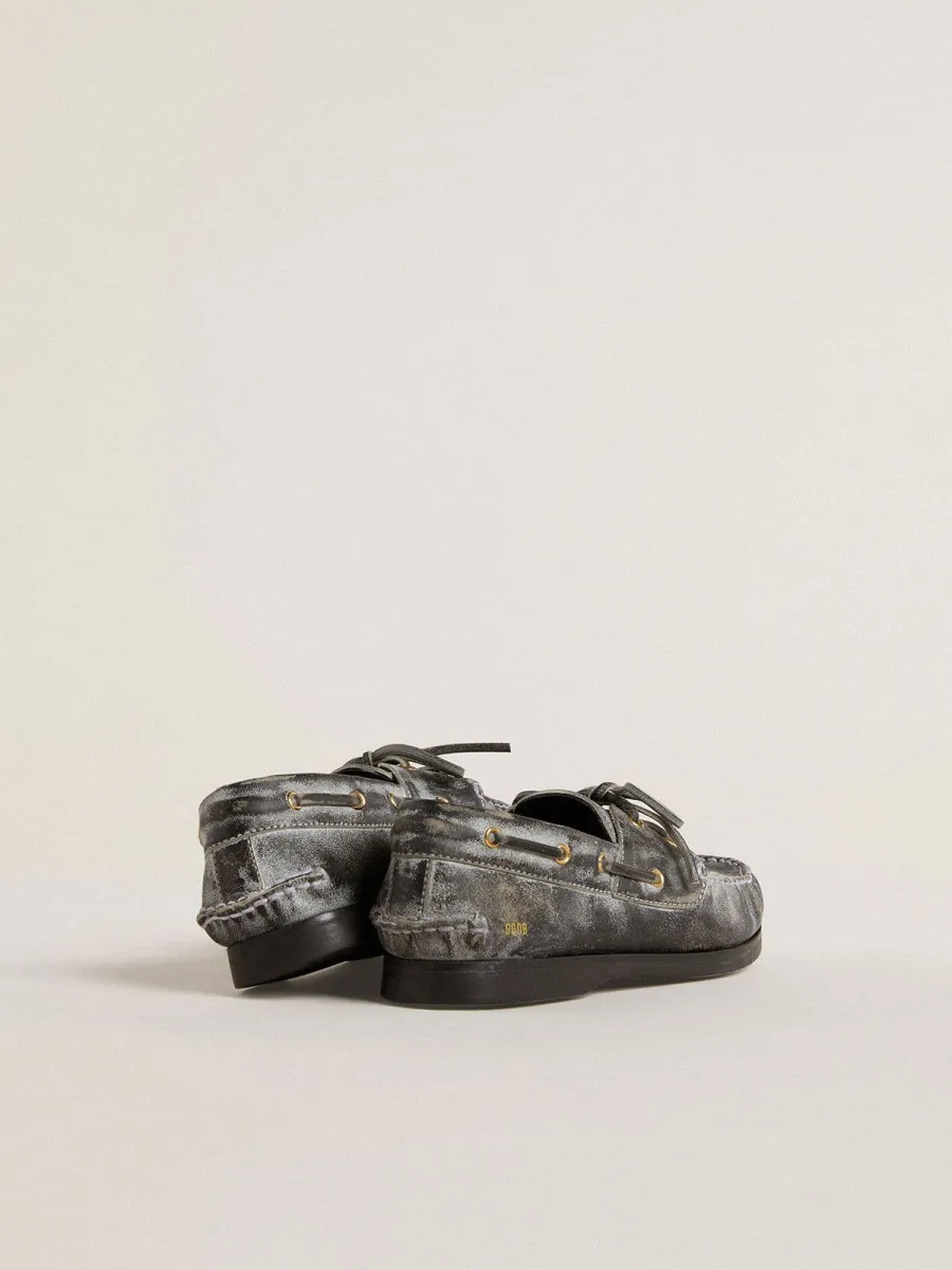 Mocassino Cruise Junior in pelle distressed nera