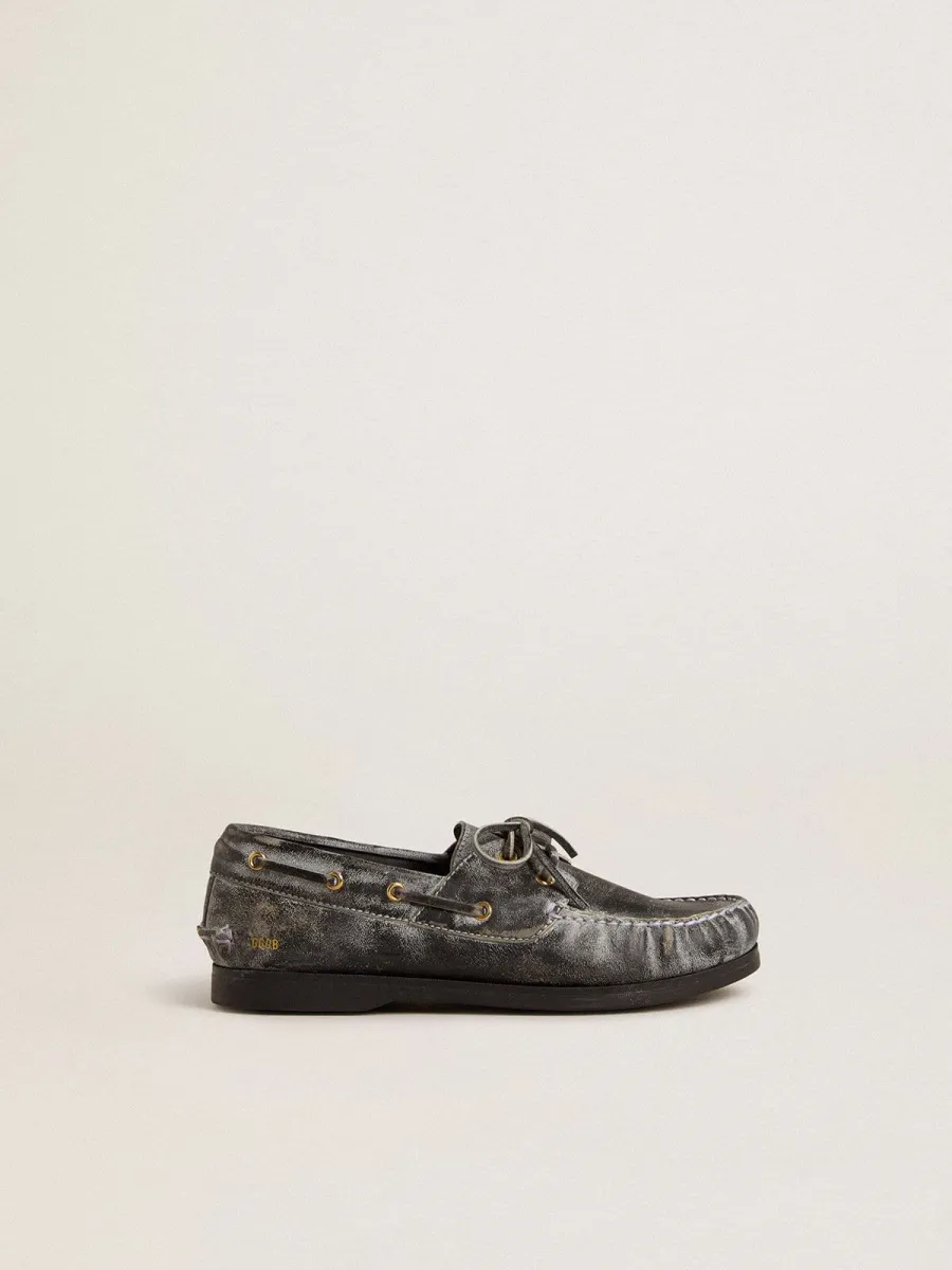 Mocassino Cruise Junior in pelle distressed nera