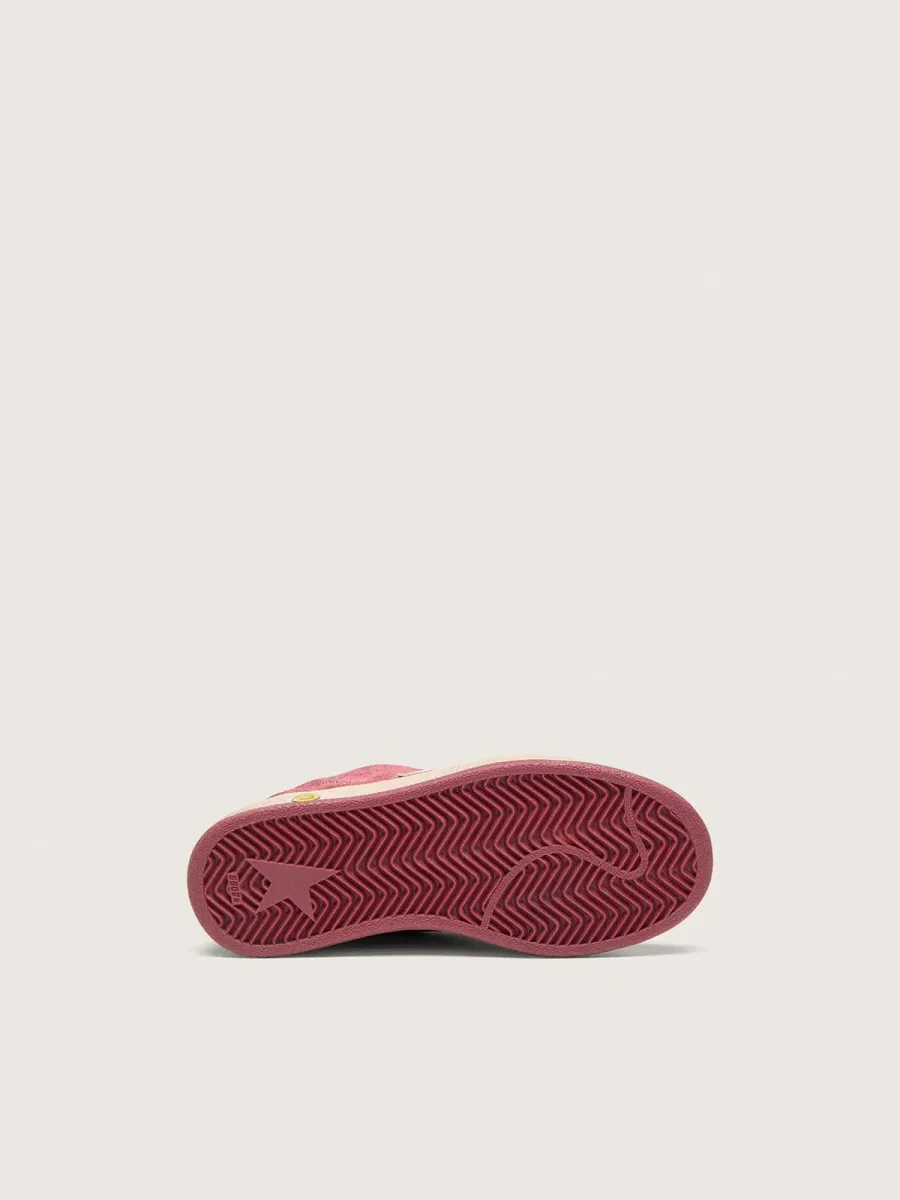 Ball Star Junior in suede rosso con stella in pelle bianca e talloncino laminato argento