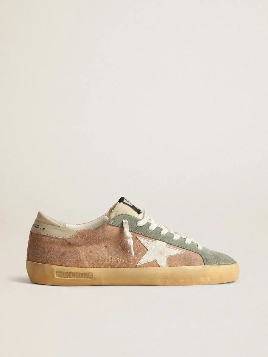 Super-Star Uomo in suede marrone e verde con stella in nappa bianca
