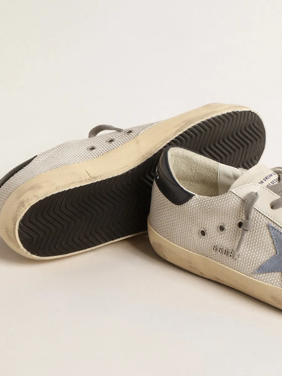 Super-Star in rete argento chiaro con stella in suede azzurro