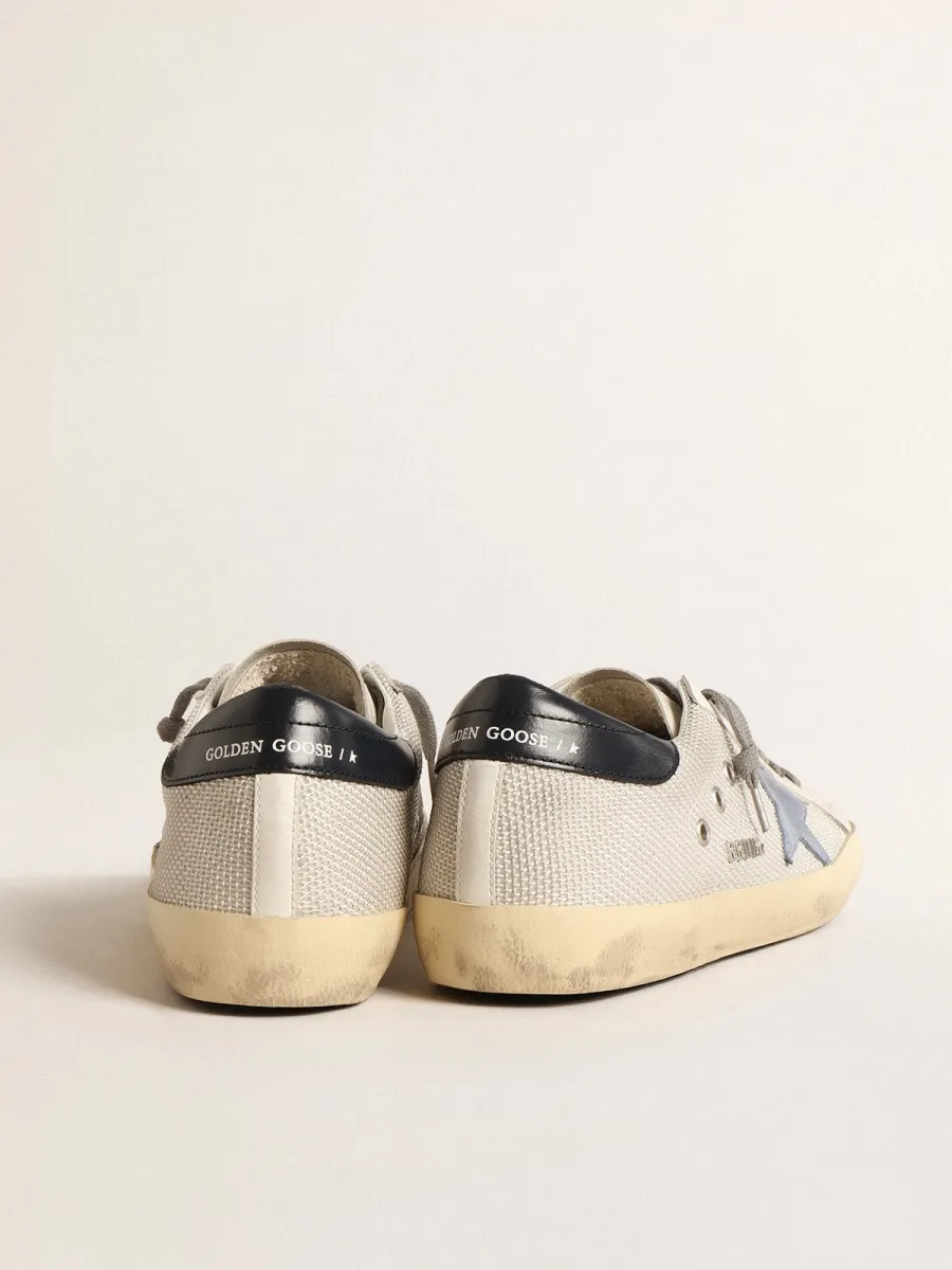 Super-Star in rete argento chiaro con stella in suede azzurro