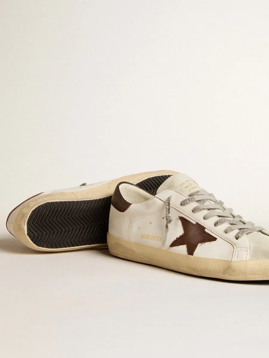 Super-Star Uomo bio-based con stella in canvas e talloncino in pelle marrone scuro