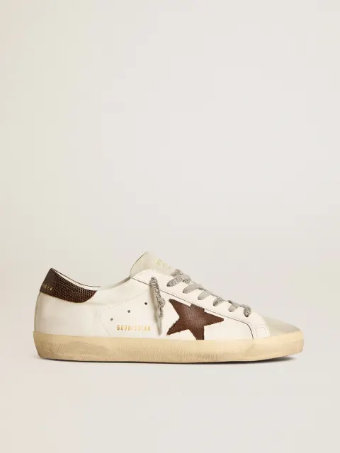 Super-Star Uomo bio-based con stella in canvas e talloncino in pelle marrone scuro
