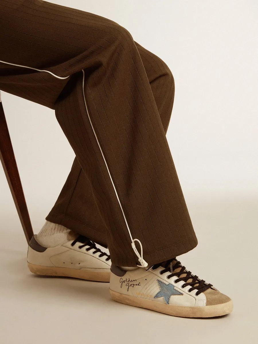 Super-Star in nappa con stella in suede azzurra e talloncino in pelle grigio