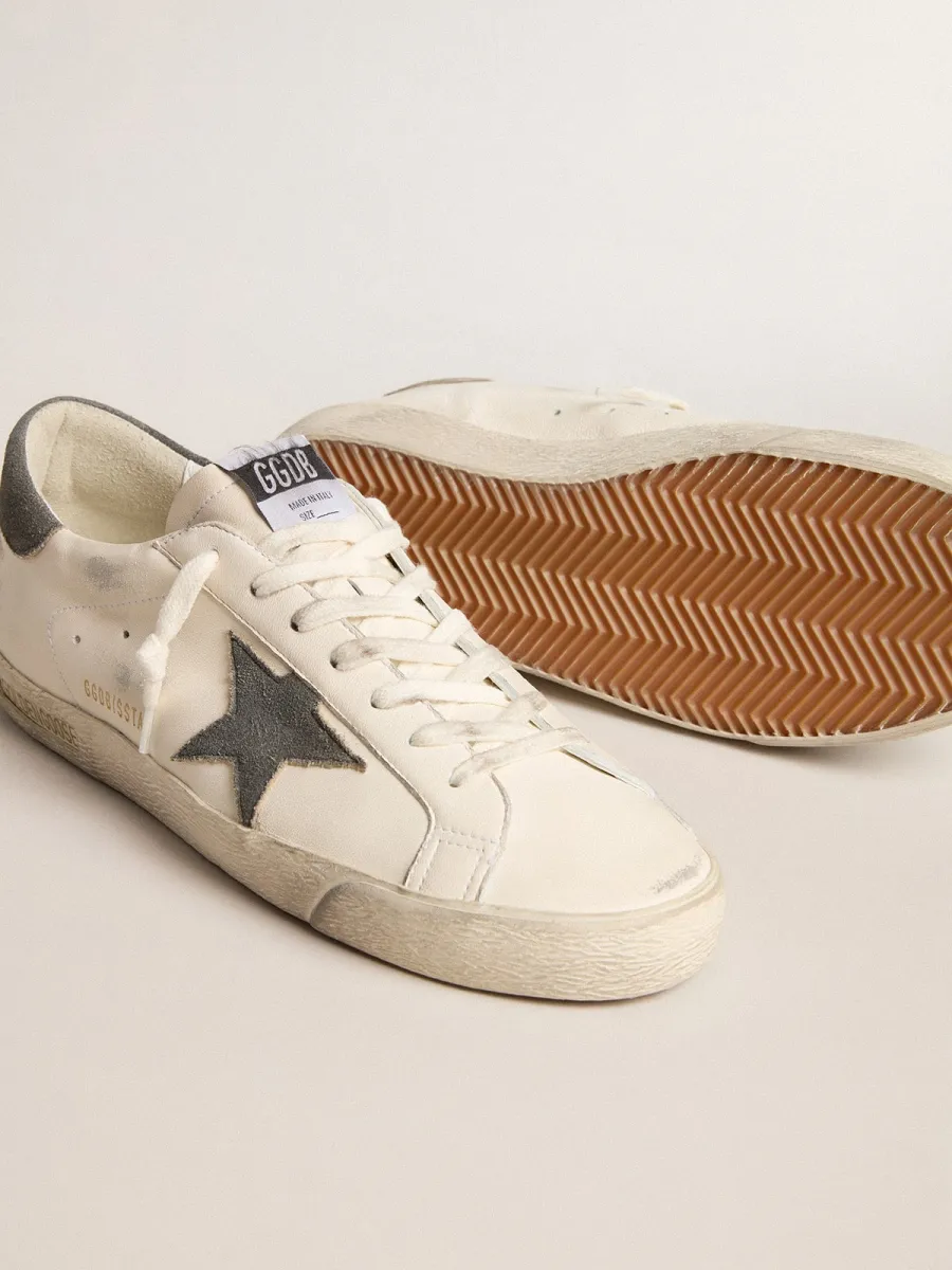 Super-Star in nappa con stella e talloncino in suede grigi