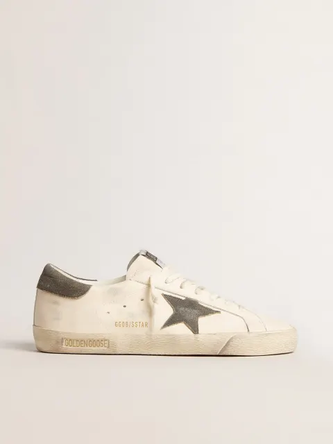 Super-Star in nappa con stella e talloncino in suede grigi