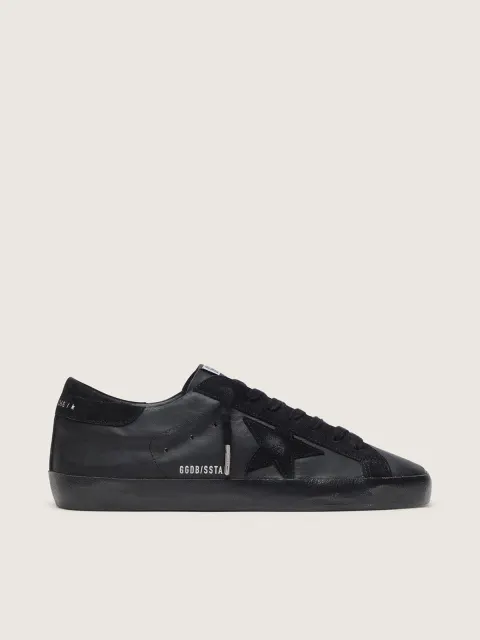 Super-Star Uomo in nappa nera con dettagli in suede e foxing nero