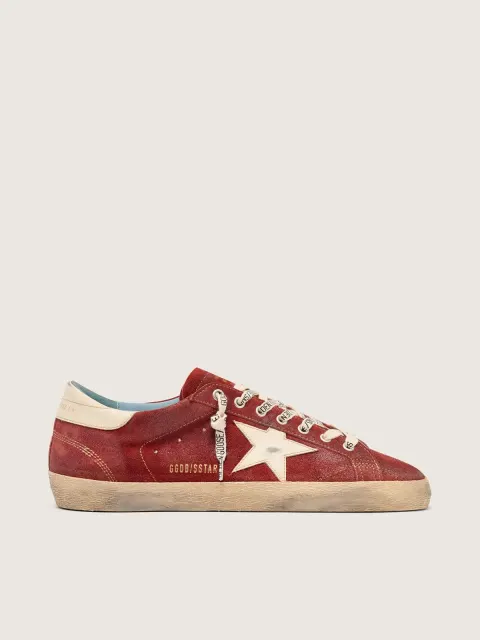 Super-Star uomo in suede rosso con stella in pelle crema
