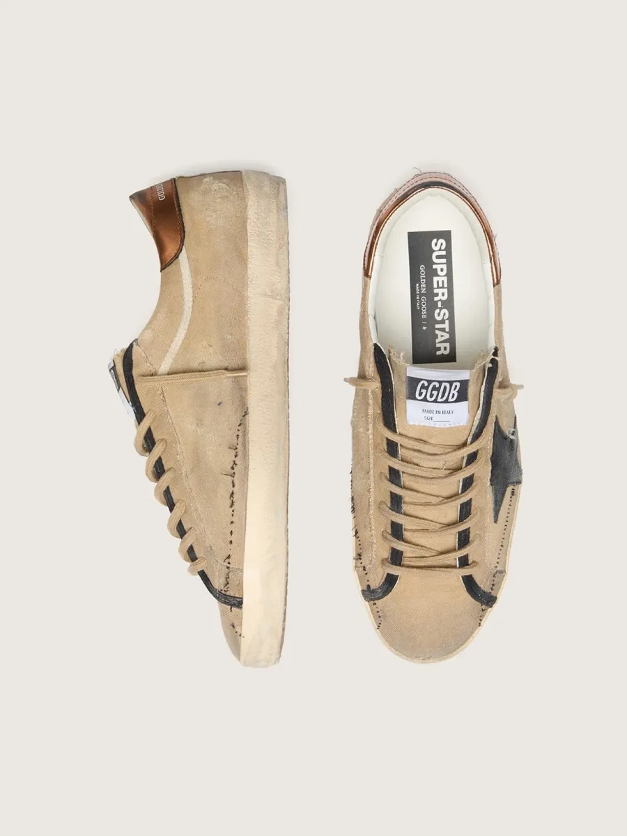 Super-Star LTD uomo in canvas beige con stella in pelle nera