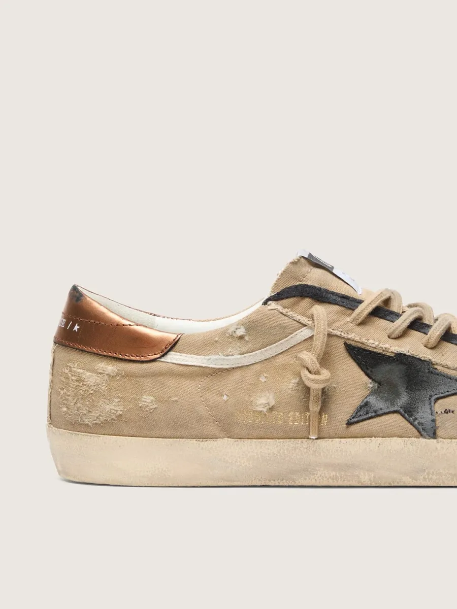 Super-Star LTD uomo in canvas beige con stella in pelle nera
