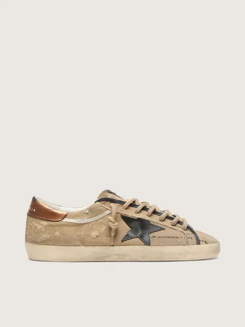 Super-Star LTD uomo in canvas beige con stella in pelle nera