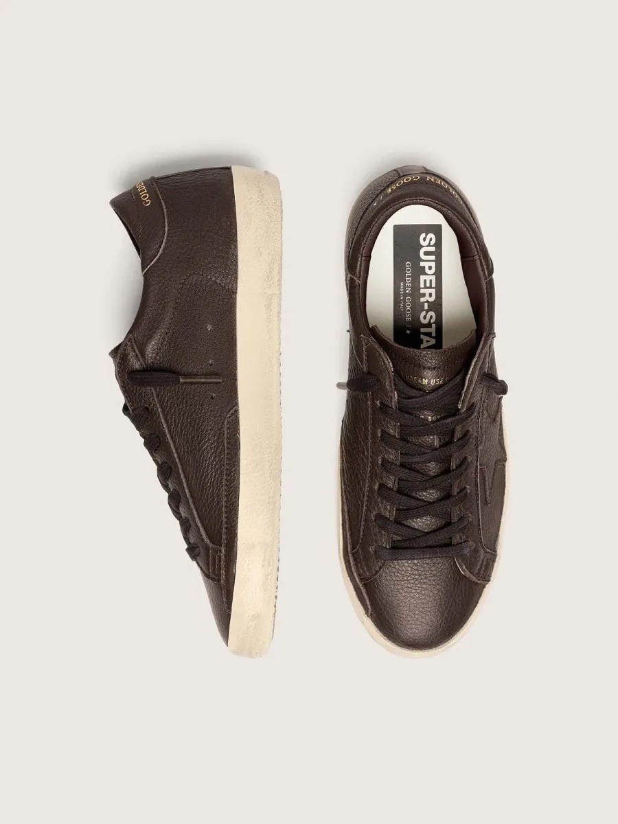 Super-Star uomo in pelle marrone scuro con stella  in pelle ton sur ton