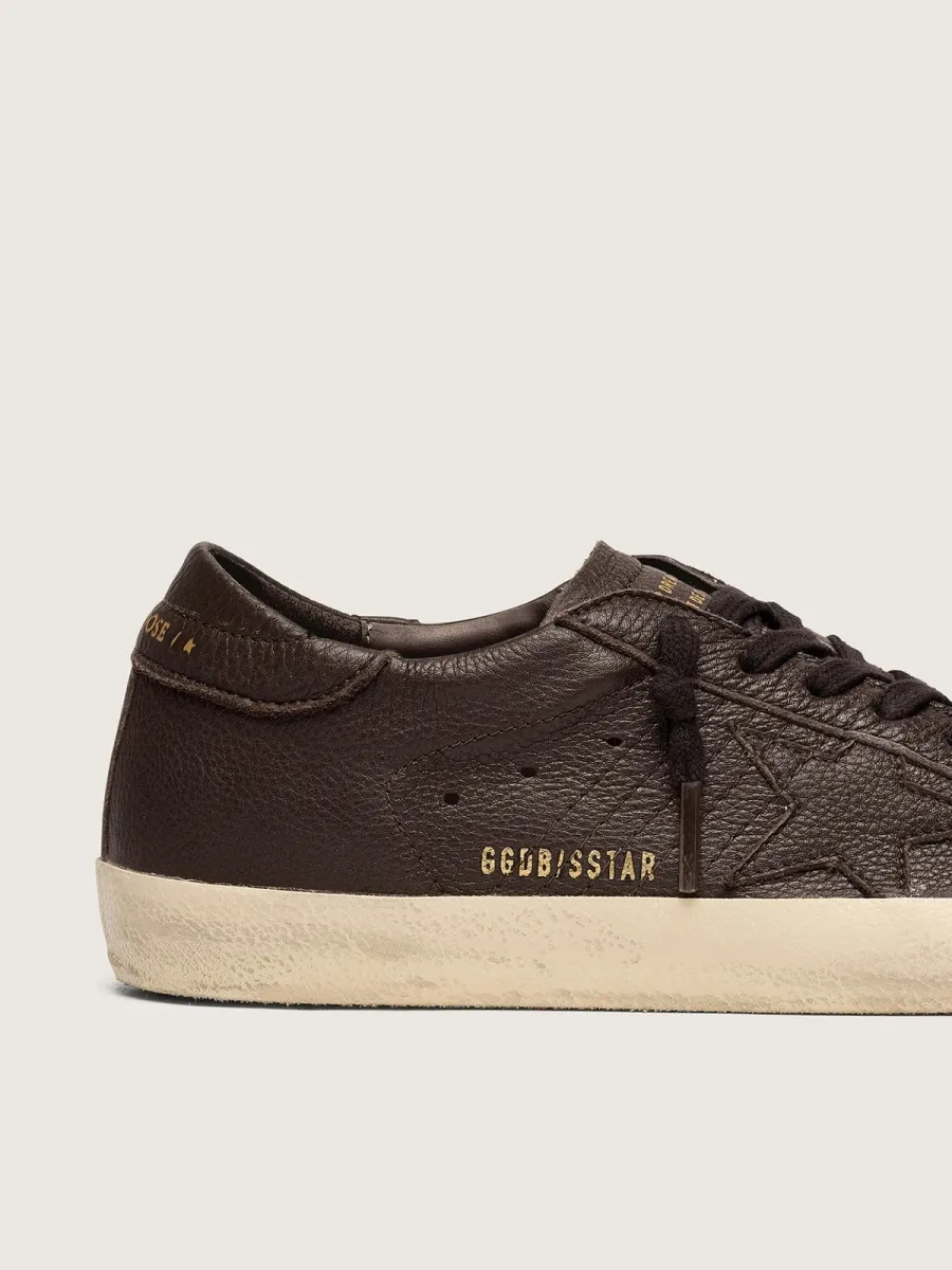 Super-Star uomo in pelle marrone scuro con stella  in pelle ton sur ton