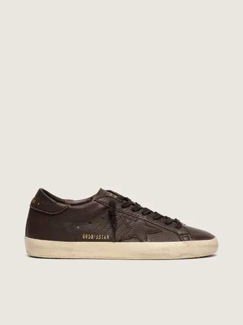 Super-Star uomo in pelle marrone scuro con stella  in pelle ton sur ton