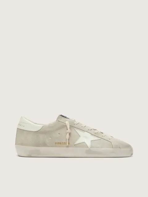 Super-Star uomo in suede grigio chiaro con stella in pelle bianca