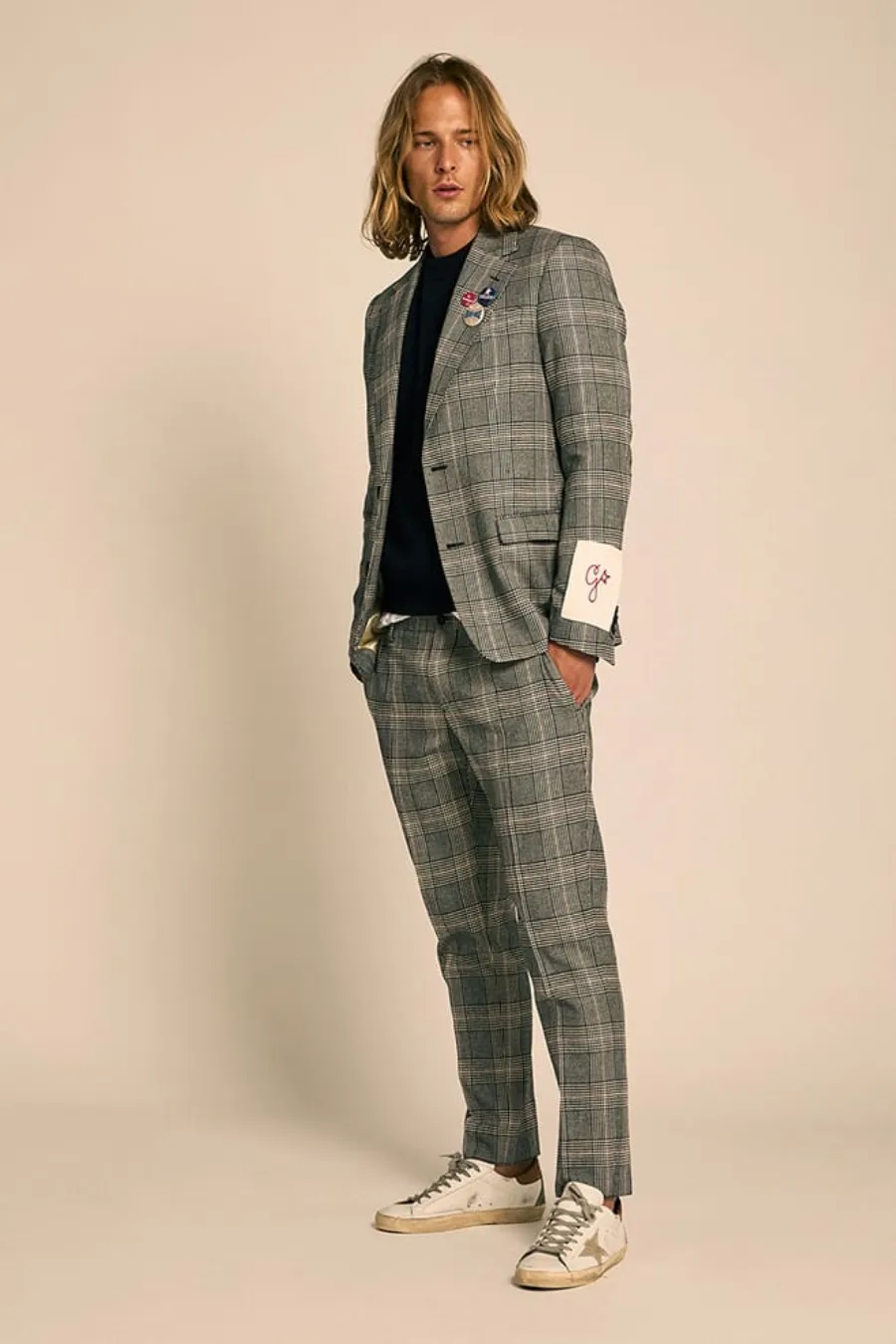 Super-Star Uomo con stella in suede e talloncino marrone