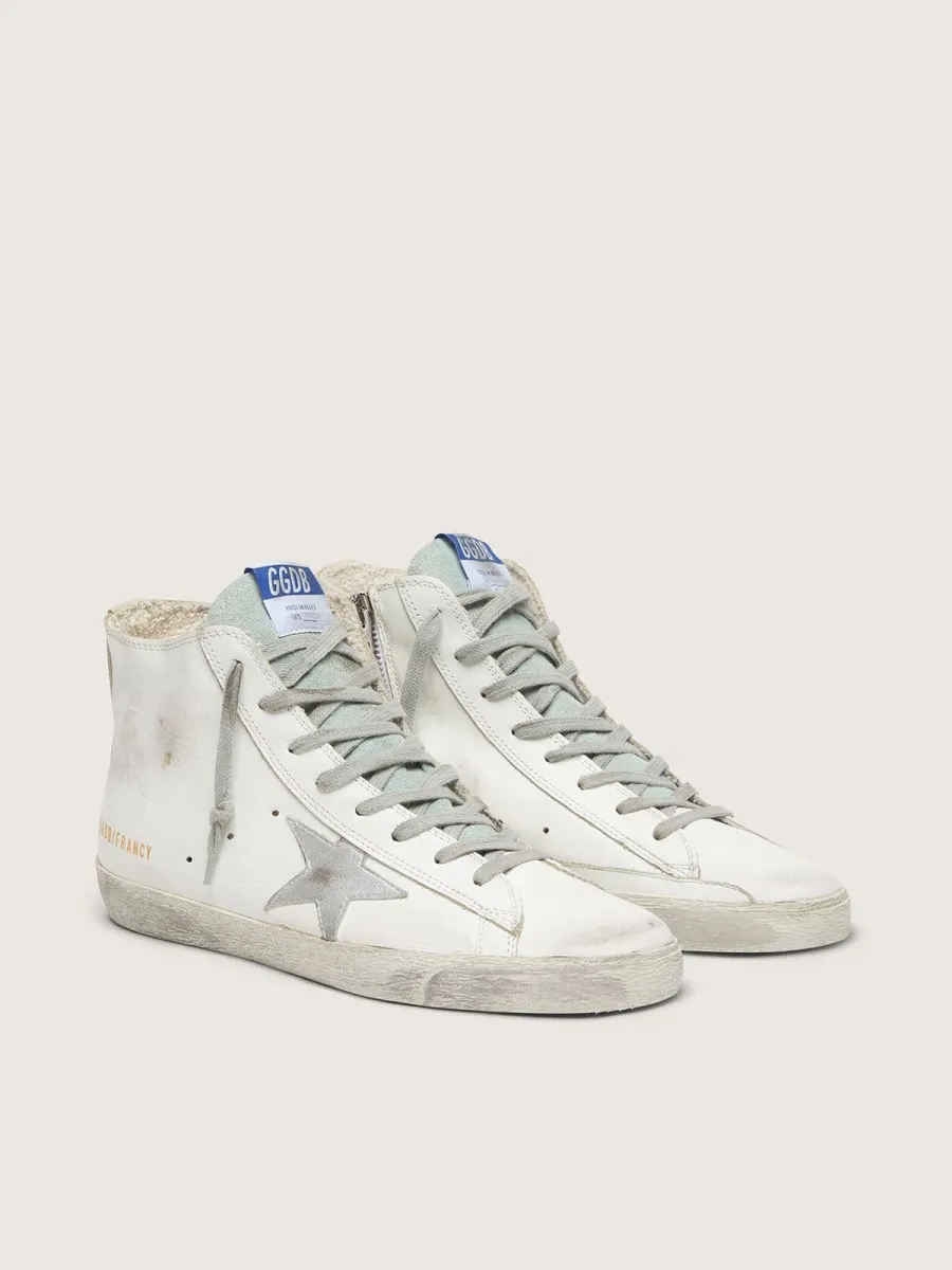 Francy Uomo in pelle con stella in camoscio argentato