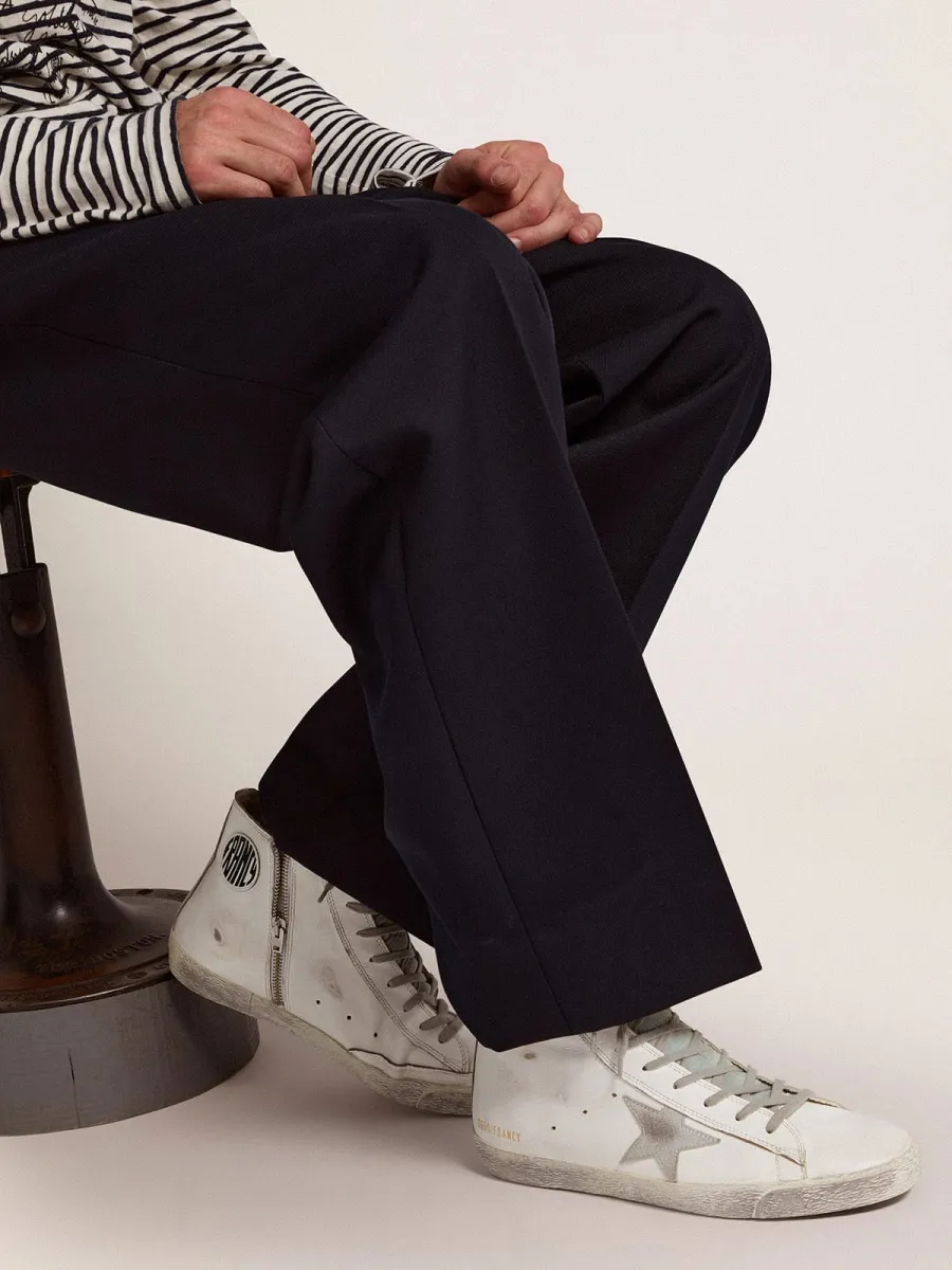 Francy Uomo in pelle con stella in camoscio argentato