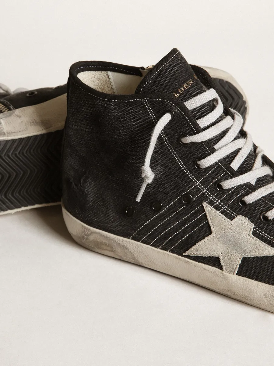 Francy Penstar in canvas nero con stella in suede bianco e talloncino in suede nero