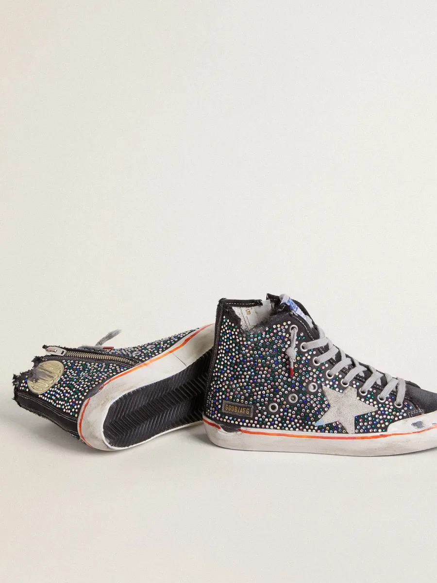 Francy Penstar uomo Lab in canvas nera con strass multicolori