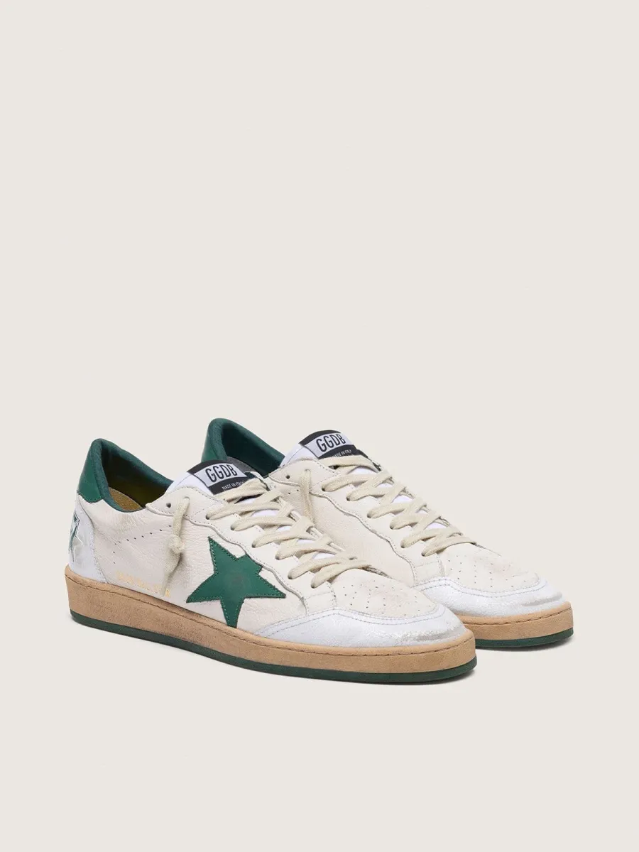 Ball Star Uomo in nappa bianca con stella e talloncino in pelle verde
