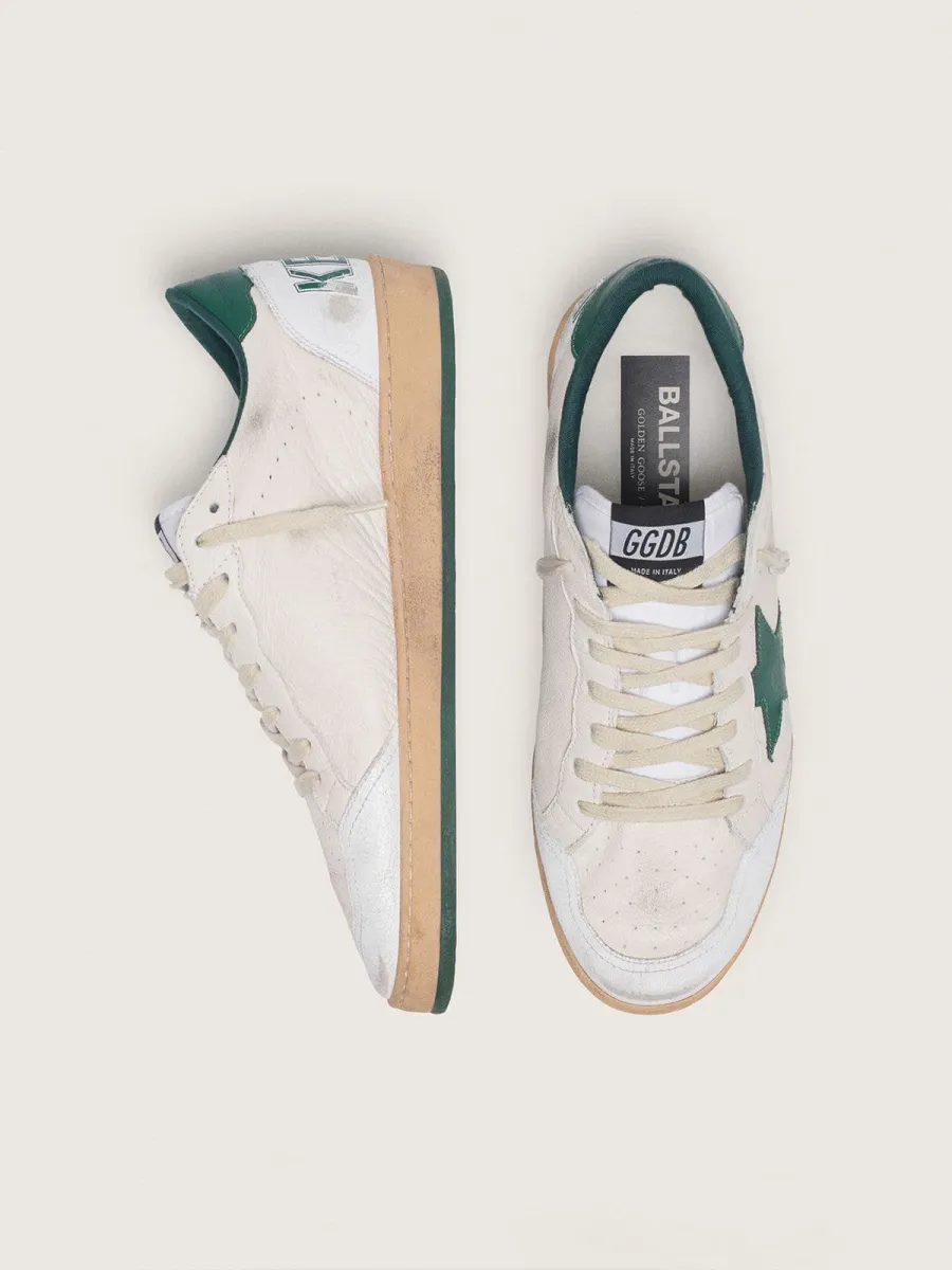 Ball Star Uomo in nappa bianca con stella e talloncino in pelle verde