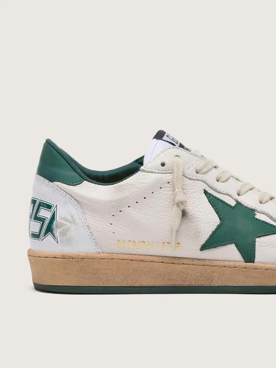 Ball Star Uomo in nappa bianca con stella e talloncino in pelle verde