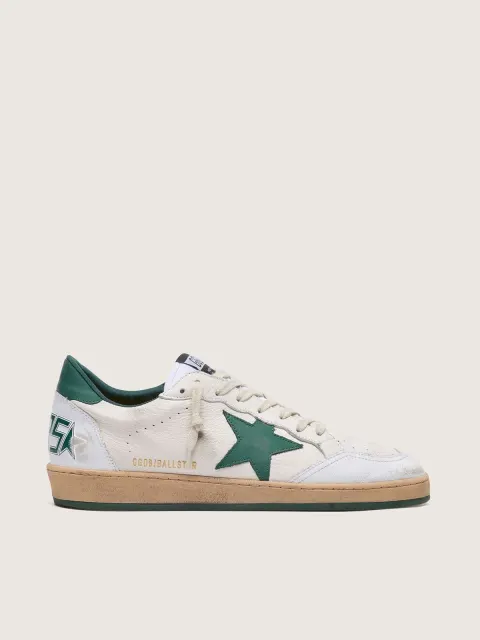 Ball Star Uomo in nappa bianca con stella e talloncino in pelle verde